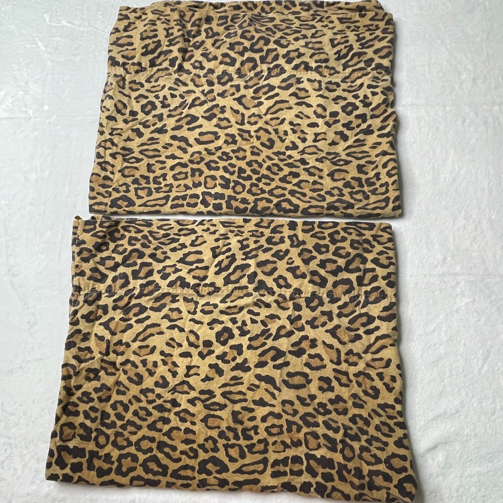 VTG 90s Ralph Lauren Home Leopard Print Cotton Standard Pillowcase Set of 2 USA